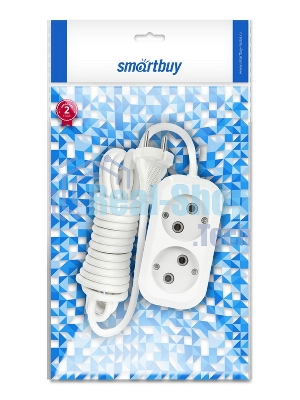 Удлинитель бытовой Smartbuy (SBE-10-2-03-N) 2 гнз х 3,0 м (10А/2.2 кВт, ПВС 2х1.0)