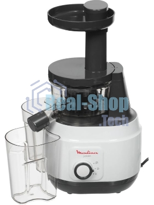 Соковыжималка Moulinex ZU150110 белый/черный, шнековая вертикальная, 150 Вт, 800 мл, электронное, реверс