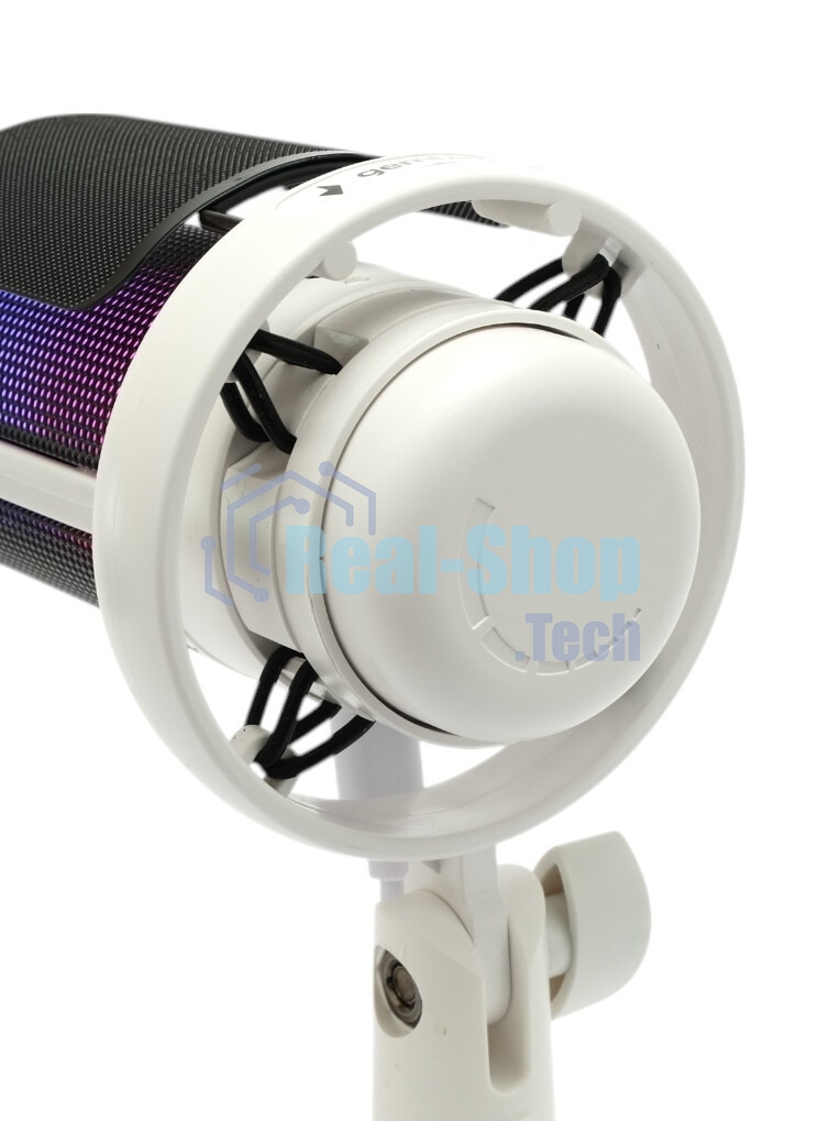 Микрофон конденсаторный Gembird M-01NW, подсветка RGB, шумоподавление, настольный держатель, белый