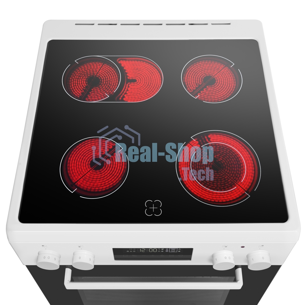 Плита электрическая Maunfeld MEC611CW09TD белый, конфорок 4 шт, духовка 59 л, 60 см x 85 см x 63 см