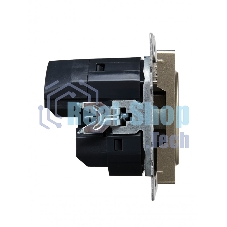 Розетка 1-местная IEK BRITE РЮш11-1-БрШ (BR-R14-16-U22-018-K37) с заземлением, с защитными шторками, 16А, с USB A+C 18 Вт, шампань