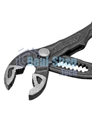 Клещи переставные Denzel кнопочный механизм, обливные рукоятки, 180 мм