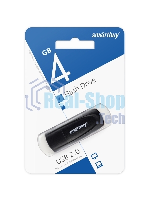 Флешка USB Smartbuy Scout Black (SB004Gb2SCK), 4Gb, USB 2.0, R/W 10/7, черный