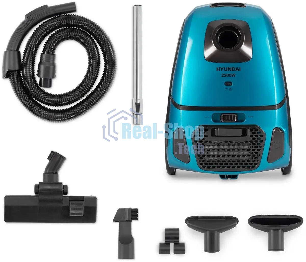 Пылесос Hyundai HYV-B4990 бирюзовый/черный, 400/2220 Вт, уборка сухая, пылесборник мешок, 2.5 л (в компл.:1мешок)