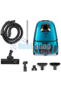 Пылесос Hyundai HYV-B4990 бирюзовый/черный, 400/2220 Вт, уборка сухая, пылесборник мешок, 2.5 л (в компл.:1мешок)