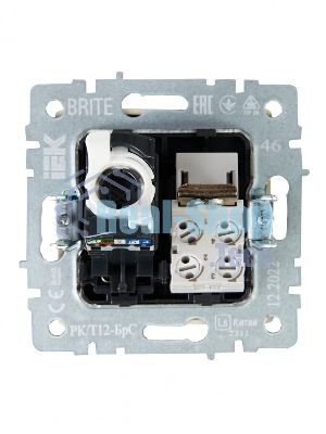 Розетка компьютерная двойная RJ11+RJ45 IEK BRITE РК/Т12-БрС кат.5E сталь