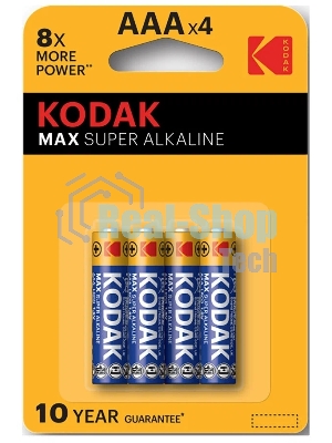 Батарейки Kodak LR03-4BL MAX SUPER Alkaline K3A-4 (40/200/32000)