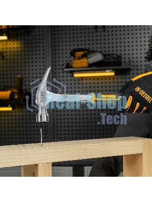 Молоток-гвоздодер Denzel 560 г, цельнометаллический, двухкомпонентная рукоятка