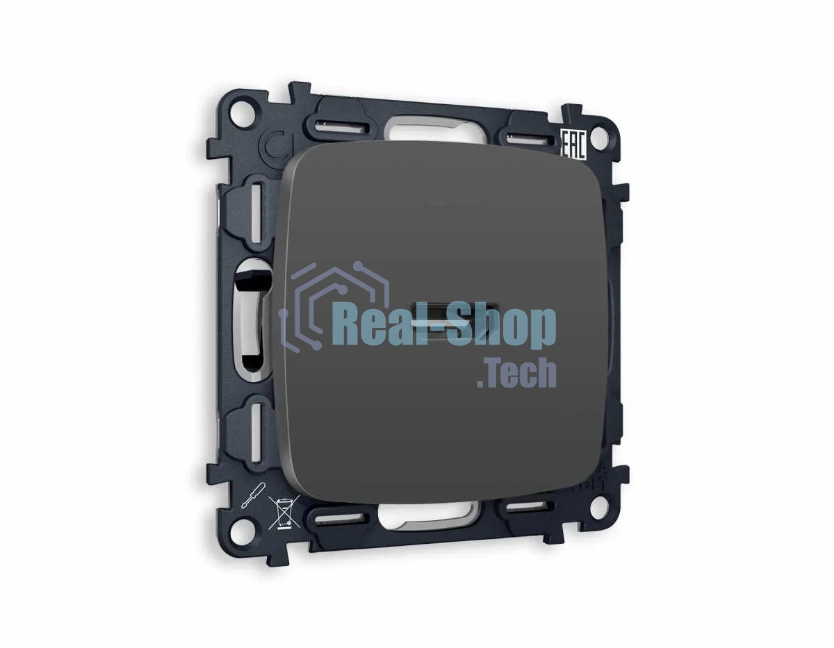 Комплект механизма розетки HDMI 2.0 OMEGA Графит мягкое касание 40V/500mA 2.0GHz 5-18Gbit/s QUANT (OP9140, VM222) MO914010