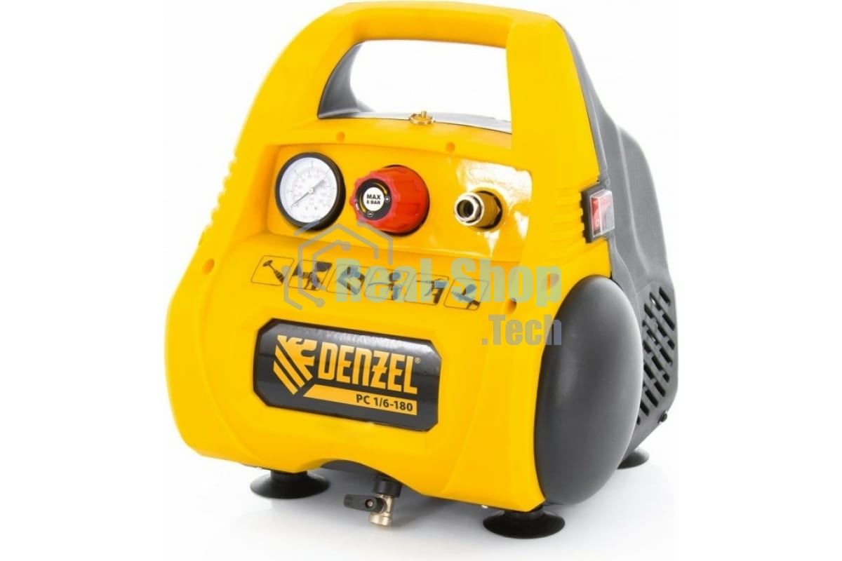 Компрессор Denzel РС 1/6-180поршневой безмасляный, 1100 Вт, 180л/мин, 8 бар
