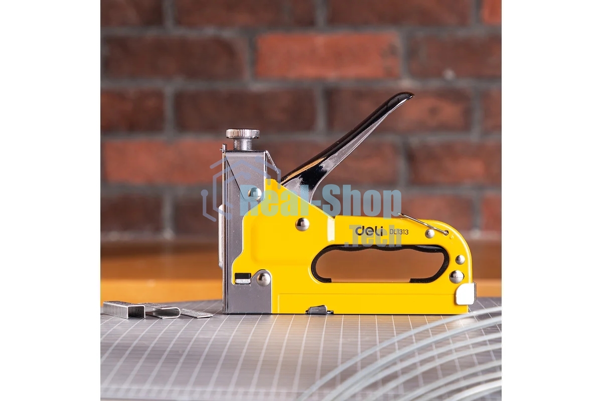 Мебельный степлер Deli DL1313 3-в-1. 4-8мм. 0,6 кг. Полностью стальная конструкция. Подходит для D/U/T.