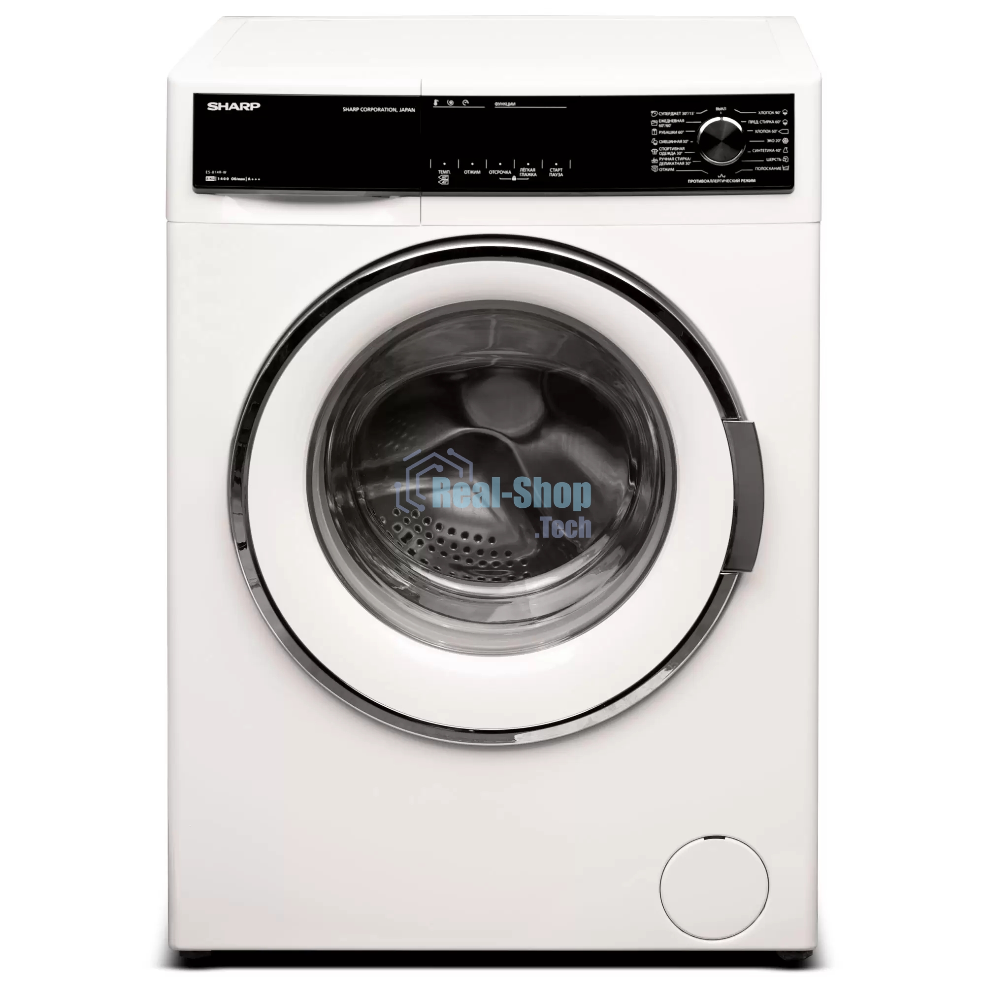 Стиральная машина Sharp ES814RW белый, загрузка фронтальная 8 кг, 1400 об/мин, класс: A+++