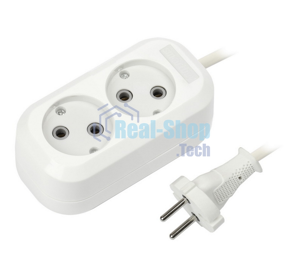 Удлинитель бытовой Smartbuy (SBE-10-2-03-N) 2 гнз х 3,0 м (10А/2.2 кВт, ПВС 2х1.0)