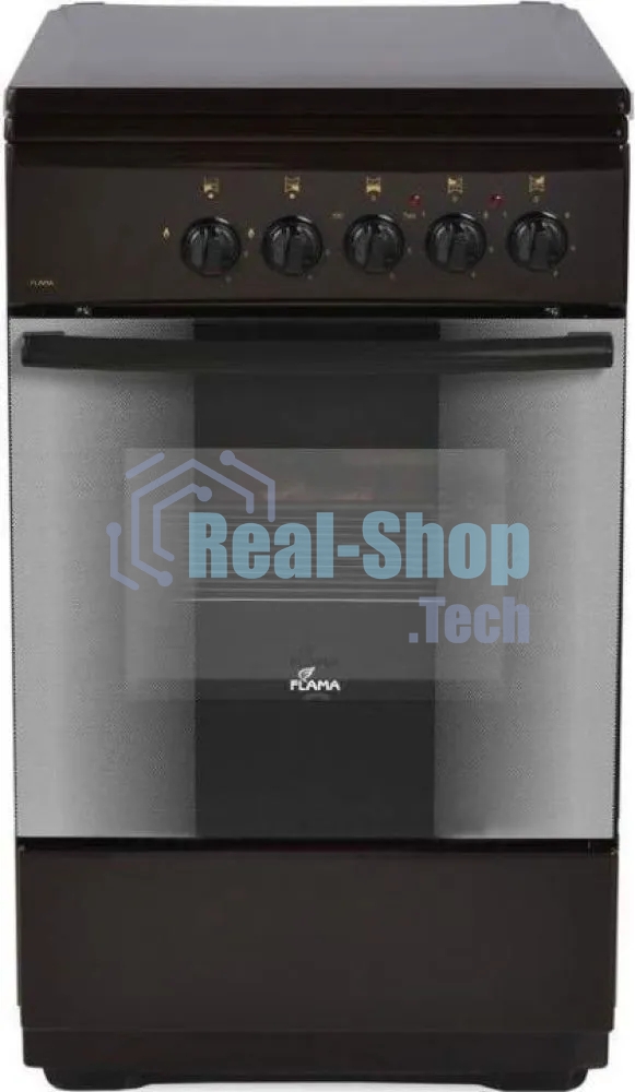 Плита комбинированная Flama RK 2211 B черный, конфорок 2 газовых и 2 электрических, духовка 50 л, 50 см x 85 см x 60 см