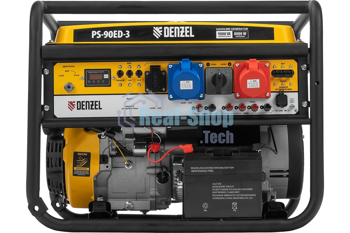 Электрогенератор бензиновый Denzel PS 90 ED-3, 9 кВт, 85 дБ, 90 кг