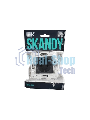 Розетка IEK SKANDY SK-R06G (SK-R14-16-1-K53) с заземлением, с защитными шторками, 16А безвинтовое крепление, графит