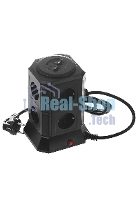 Сетевой фильтр Qumo Power Tower Pro 8SP4U (P-0002), 8 розеток, 2200 Вт, 10A, кабель 2 м 3*1 мм чистая медь, пожаробезопасный пластик, евровилка, 4 USB порта 4.5A суммарно