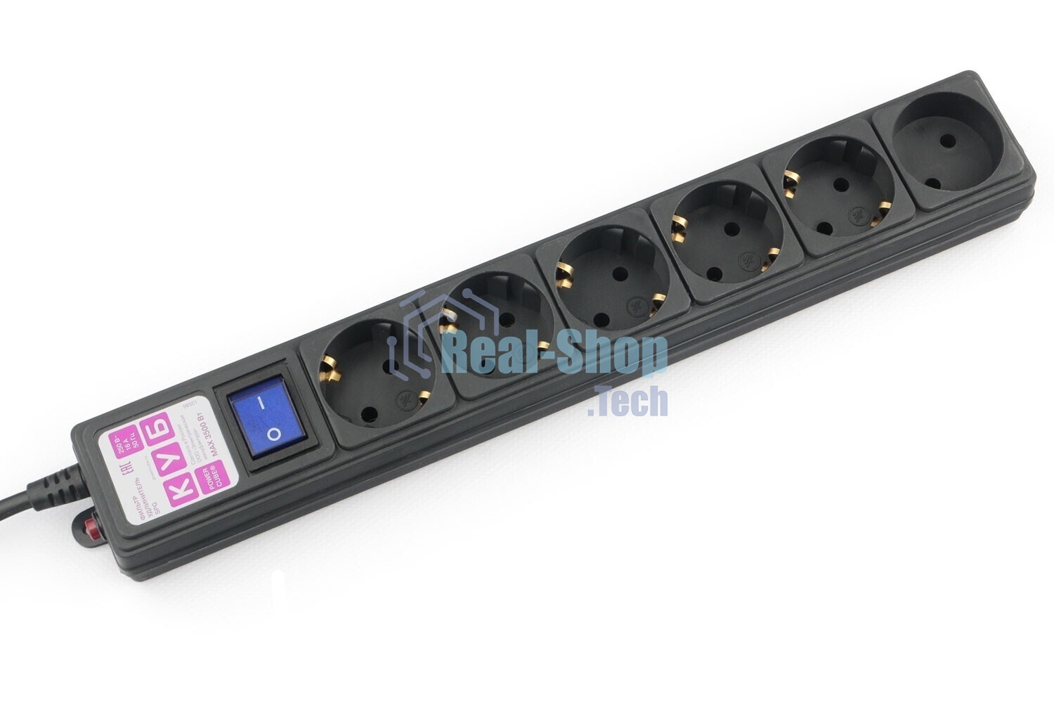 Сетевой фильтр PC черный 5 м 6 р 16А_SPG6-B5M