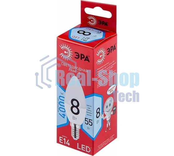 Лампа светодиодная Эра Б0050200 RED LINE LED B35-8W-840-E14 R 8 Вт свеча нейтральный белый свет