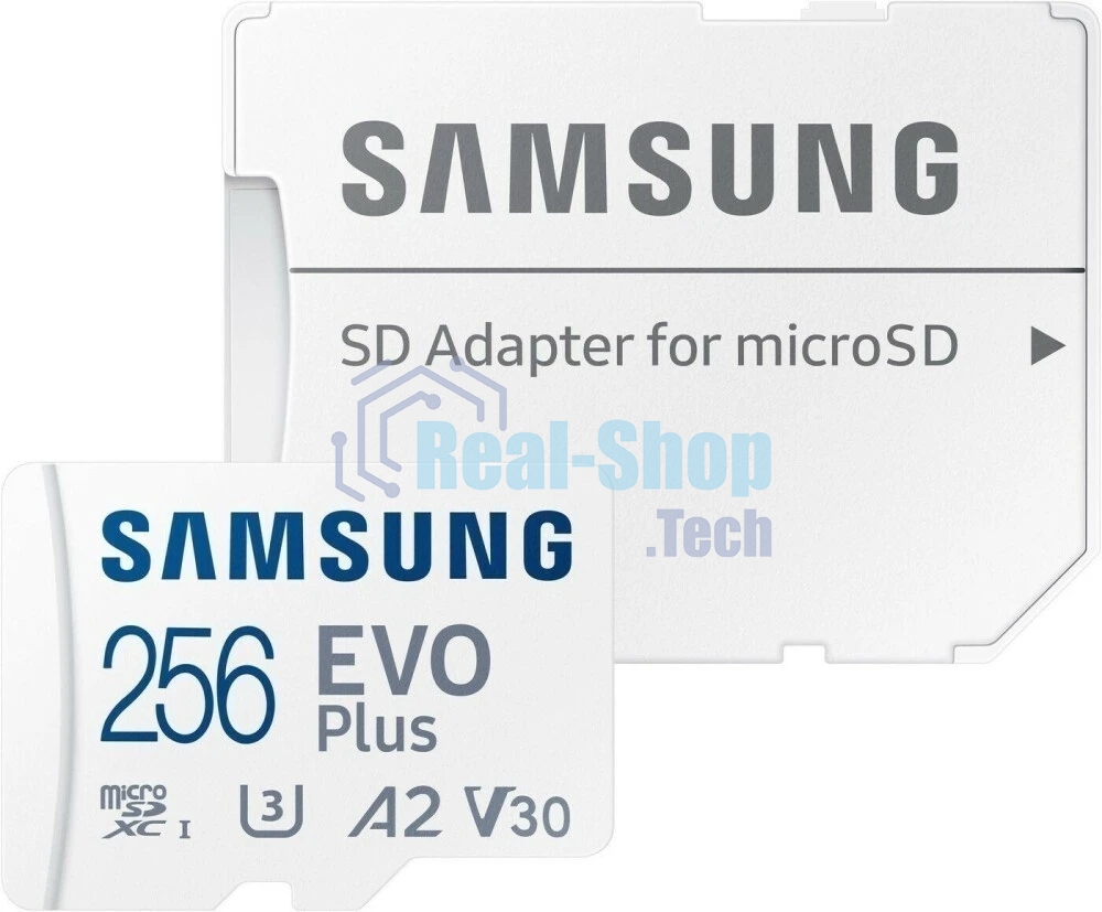 Флеш карта microSDXC 256Gb Samsung EVO Plus Class 10, A2, V30, UHS-I (U3), W 90 МБ/с, R 160 МБ/с, MB-MC256SA/KR адаптер на SD