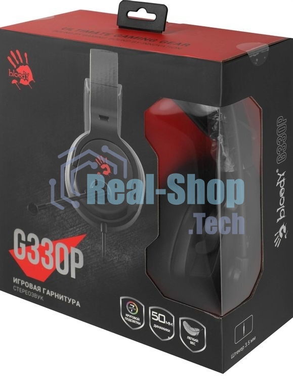 Гарнитура проводная с микрофоном A4Tech Bloody G330p черный 2м мониторные оголовье (G330P)