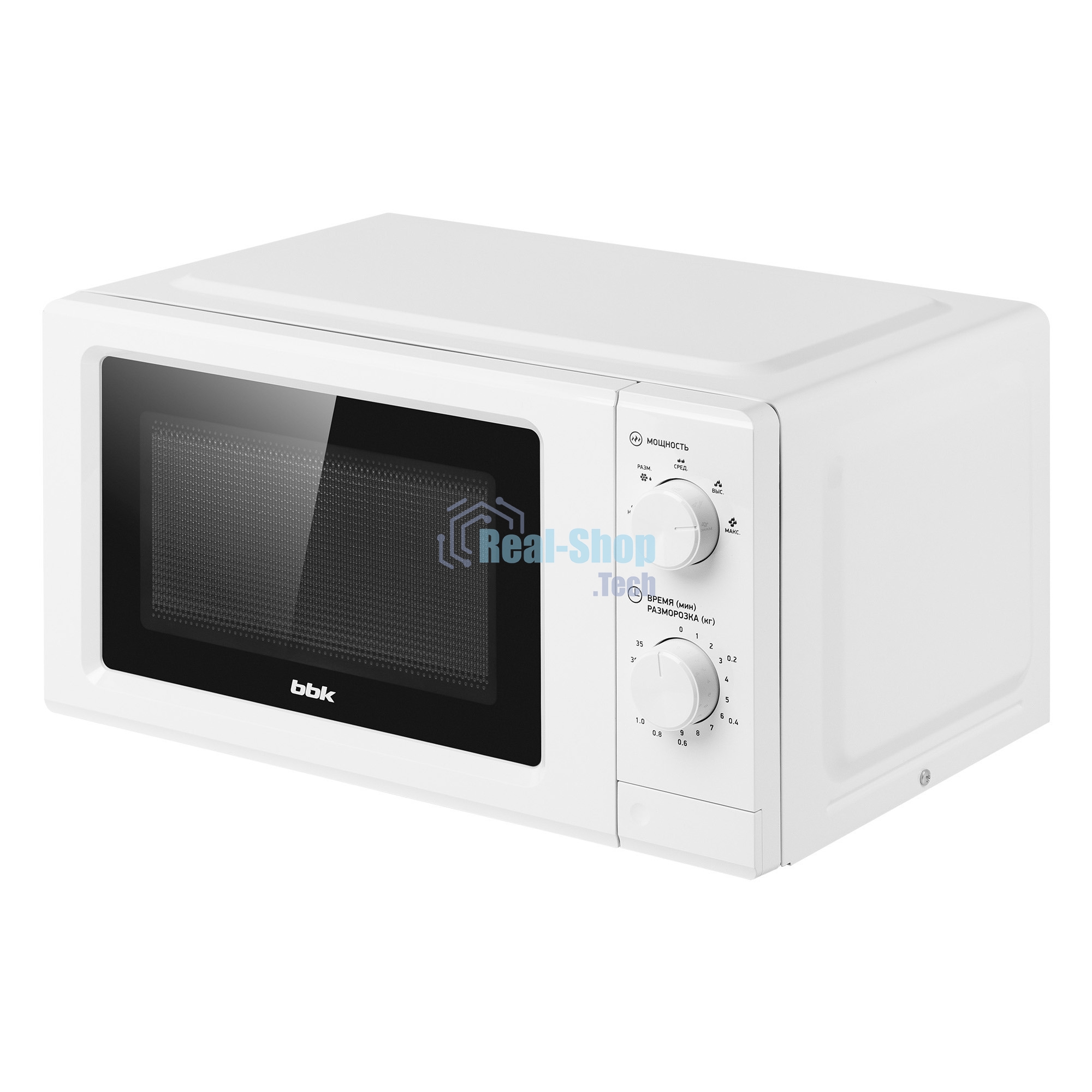 Микроволновая печь BBK 20MWS-731M/W белый, 20 л, 700 Вт, переключатели — поворотный механизм