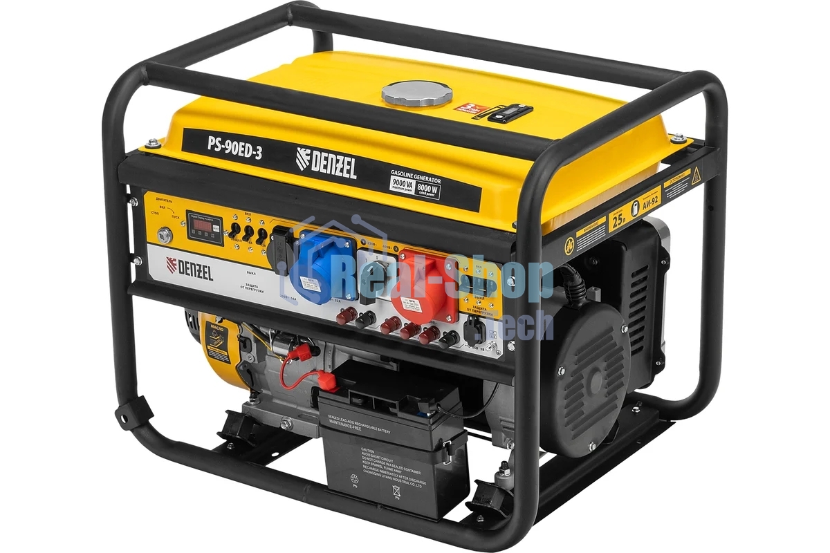Электрогенератор бензиновый Denzel PS 90 ED-3, 9 кВт, 85 дБ, 90 кг