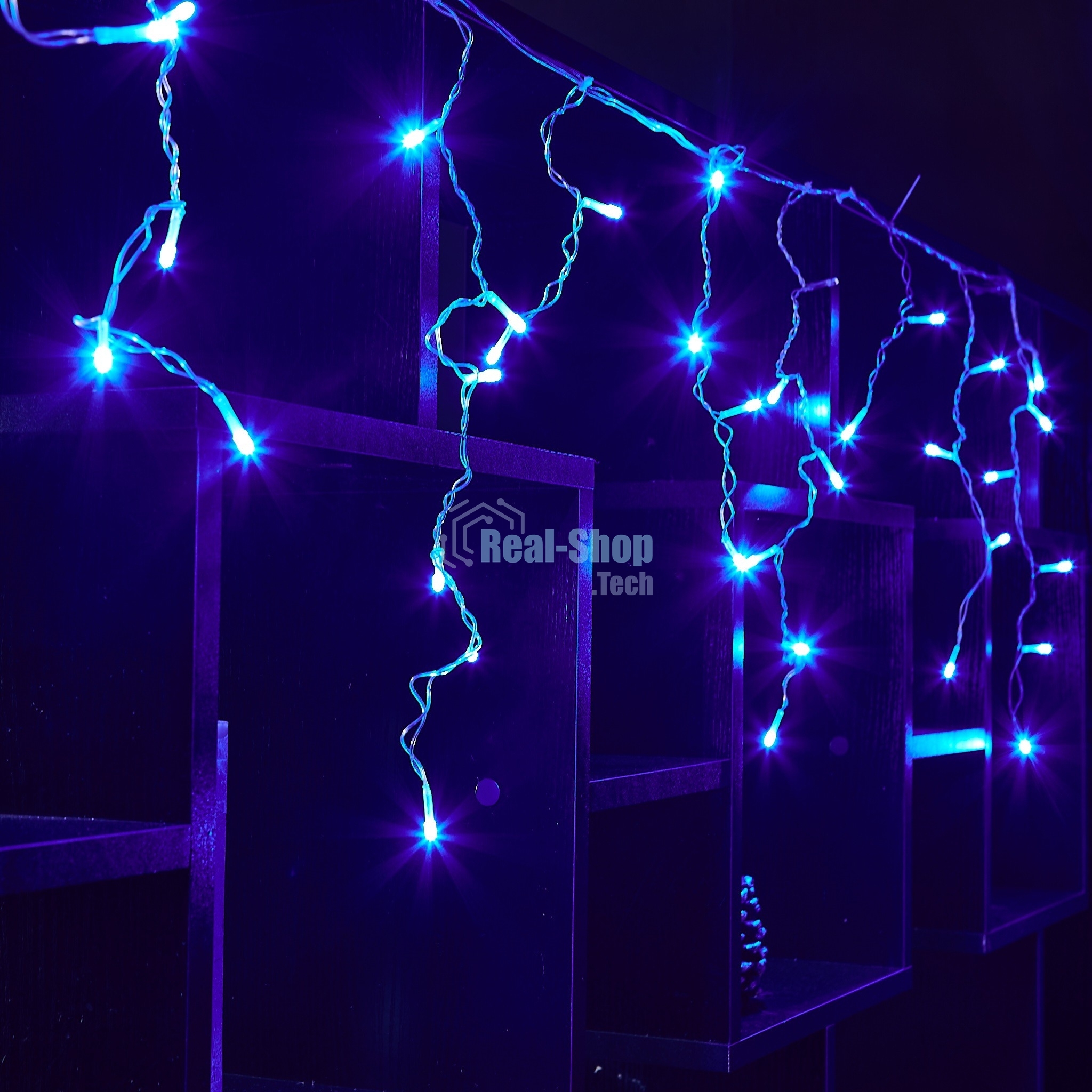 Бахрома светодиодная Uniel 1,8м 48 светодиодов синий свет Провод прозрачный ULD-B1805-048/DTA BLUE IP20