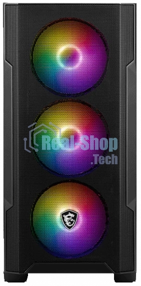 Компьютерный корпус MSI MAG FORGE M100R, Global, 1xUSB 3.0, 2xUSB 2.0, 4x120мм ARGb Fan, ESD ARGbControl Board, Tempered Gl