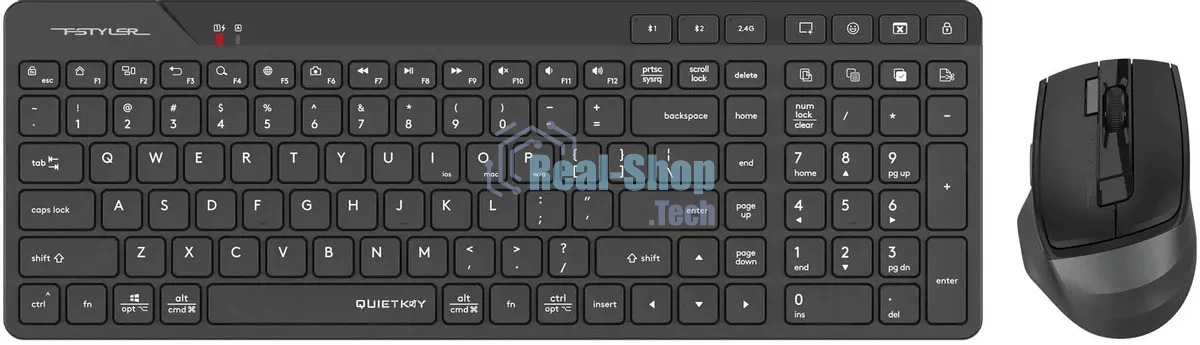 Комплект клавиатура+мышь A4Tech FStyler FB2800C Air2 беспроводной, USB + Bluetooth, 2000 DPI, черный/серый