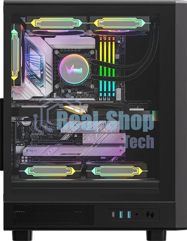Компьютерный корпус Formula V Line MANA Dynamic Black AR, ATX, TYPE-C*1, USB3.0*2, FRONT 3x120мм ARGB, REAR 1x120мм ARGB
