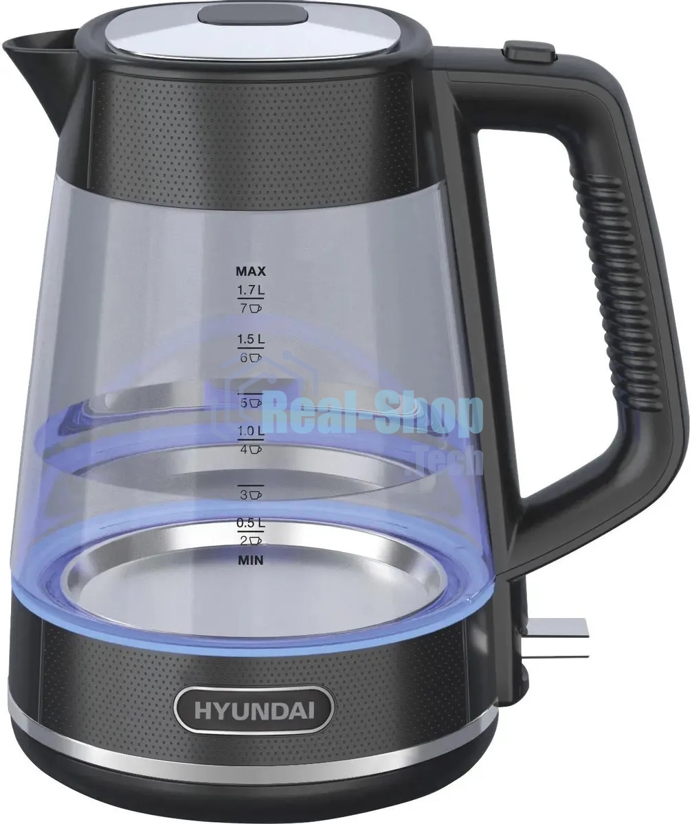 Чайник электрический Hyundai HYK-G3503 1.7л. 2200Вт черный/серебристый (корпус: стекло)