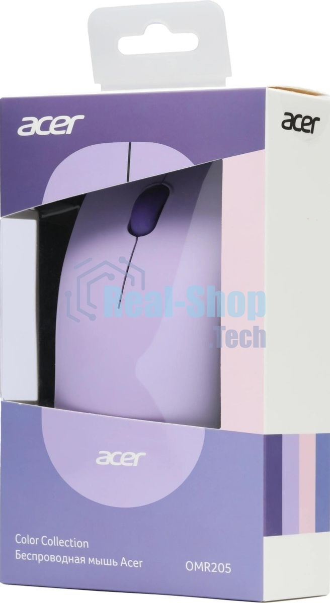 Мышь беспроводная Acer OMR205 фиолетовый, 1200 dpi, радиоканал, USB, кнопки - 3