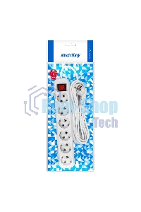 Удлинитель Smartbuy, 6 гнезд 7 м, 16А/3,5 кВт с выкл. и заземлением ПВС 3х1,0 (SBE-16-6-07-ZS)