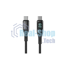 Кабель OLMIO GEEK, Type-C - Type-C, 60W, 1.2м, тканевая оплетка, LCD, черный