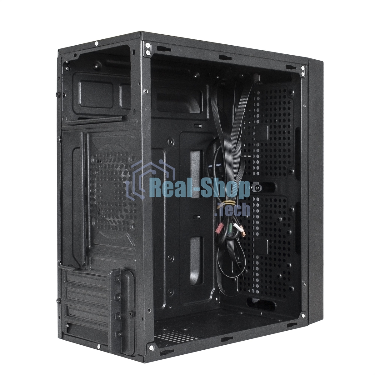 Компьютерный корпус Minitower ExeGate mEVO-9301-NPX400 (mATX, БП 400NPX с вент. 12см, с окном, 2хUSB+1хUSB 3.0, HD аудио, черный, с RGb подсветкой)