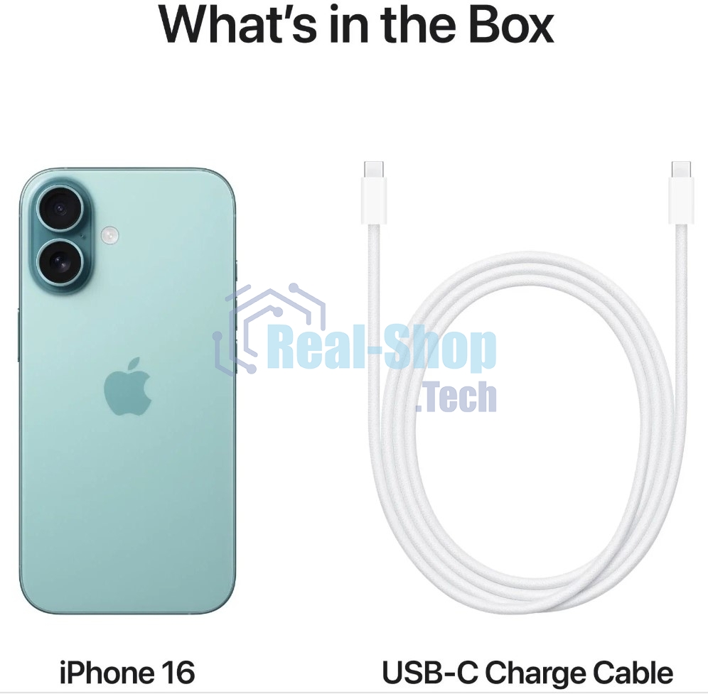 Смартфон Apple iPhone 16 A3287, 8/128Gb, бирюзовый