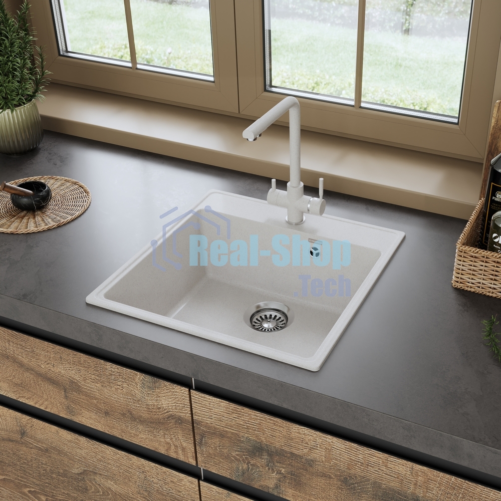 Кухонная мойка Maunfeld Perla 505 MFQS-505W кремовый