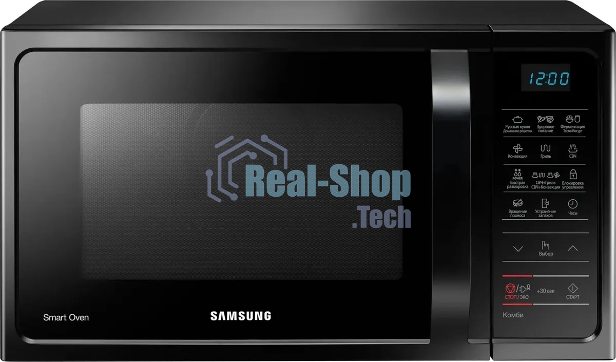 Микроволновая печь Samsung MC28H5013AK/BW черный, 28 л, 900 Вт, переключатели - мембранные кнопки