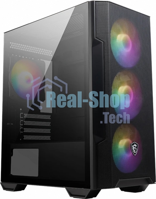 Компьютерный корпус MSI MAG FORGE M100R, Global, 1xUSB 3.0, 2xUSB 2.0, 4x120мм ARGb Fan, ESD ARGbControl Board, Tempered Gl