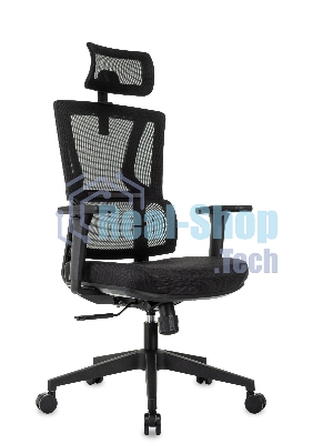 Кресло руководителя Бюрократ MC-711N-H черный, сетка/ткань, с подголов. крестов. пластик