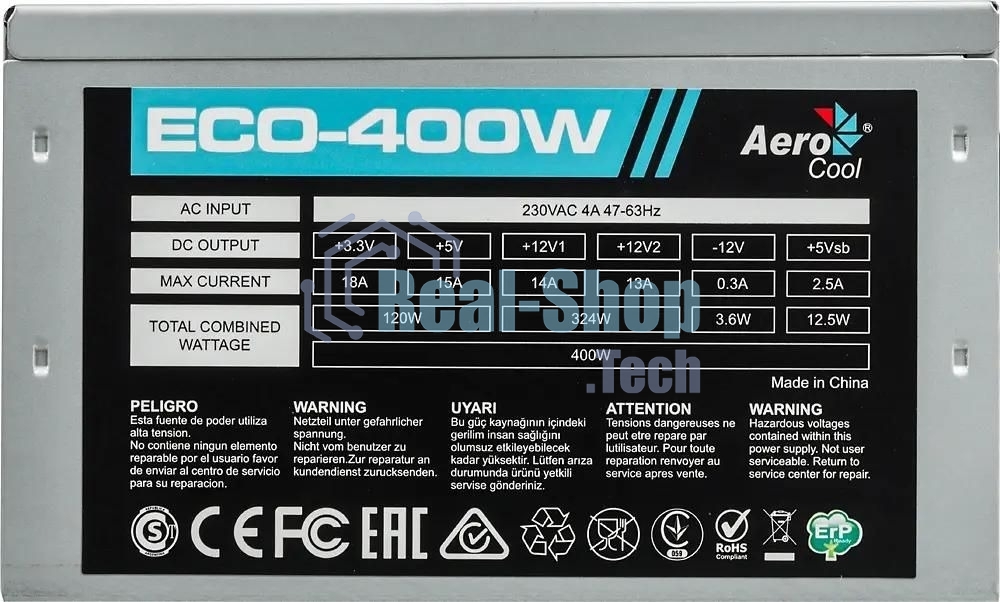 Блок питания Aerocool/Formula ECO-400W, 400Вт, 120мм, серый