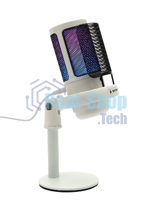 Микрофон конденсаторный Gembird M-01NW, подсветка RGB, шумоподавление, настольный держатель, белый