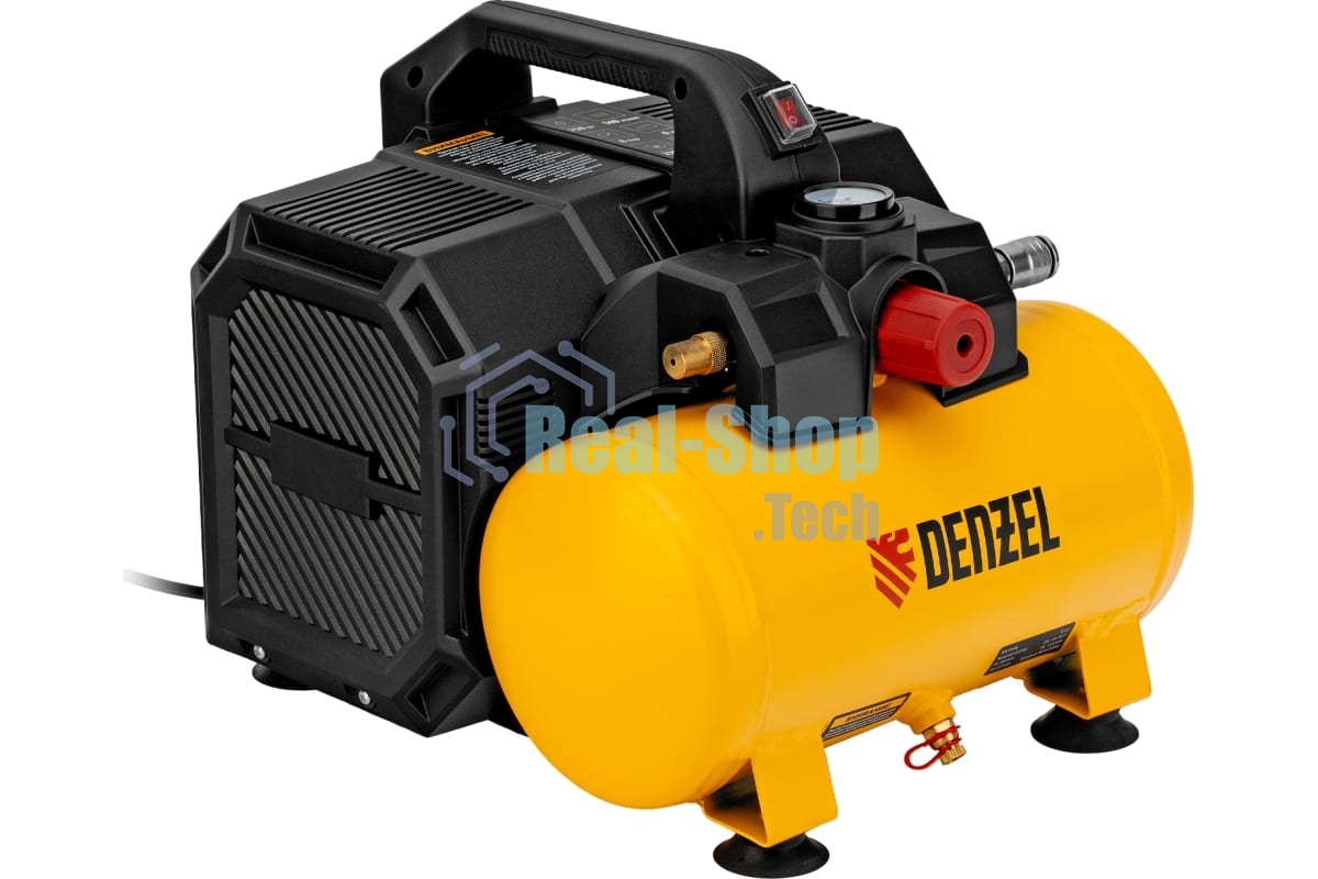 Компрессор Denzel DLS750/6 безмасляный малошумный 750 Вт, 140 л/мин,ресивер 6 л