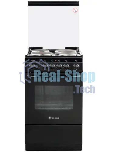 Плита электрическая De Luxe 5004.10э (кр)-001 черный, конфорок 4 шт, духовка 43 л, 50 см x 85 см x 50 см