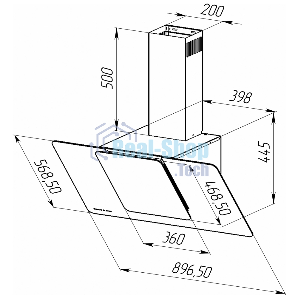 Вытяжка каминная Zigmund & Shtain K 150.9 S нержавеющая сталь, 90 см, 1100 куб. м/ч, 65 дБ