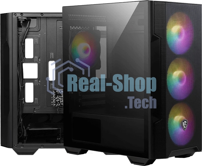 Компьютерный корпус MSI MAG FORGE M100R, Global, 1xUSB 3.0, 2xUSB 2.0, 4x120мм ARGb Fan, ESD ARGbControl Board, Tempered Gl