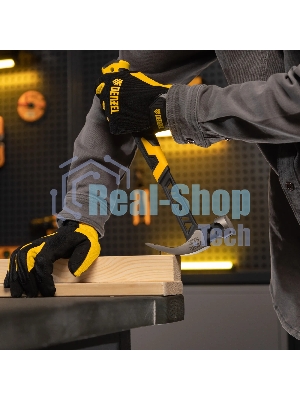 Молоток-гвоздодер Denzel 450 г, цельнокованый, боек с магнитом, двухкомп. обрезин. рук-ка