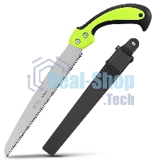 Садовая пила с ножнами Deli DL580927 270мм, сталь 65Mn, шаг зубьев 7TPI, обрезиненая ручка, шлифовка зубов с 3-х сторон, двухрядное распределение кромок