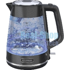 Чайник электрический Hyundai HYK-G3503 1.7л. 2200Вт черный/серебристый (корпус: стекло)